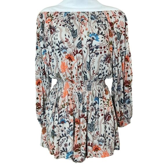 Free People Pretty & Free Off-The-Shoulder Boho Long Sleeve Romper Small - Picture 1 of 8